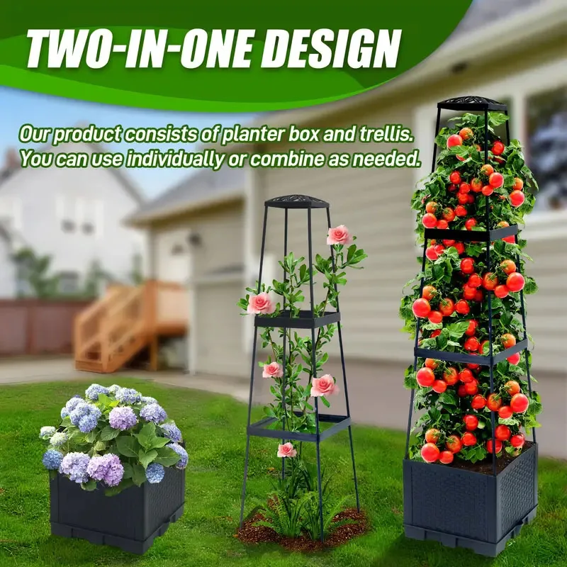 자동 급수 심기 상자와 트렐리스가 있는 토마토 타워 - - Hydroponic Tower 리뷰 및 가격